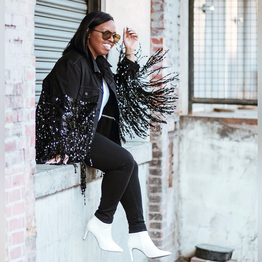 Romance Was Born x Levi’s Long-sleeve Button-front Sequin-fringe Denim Jacket